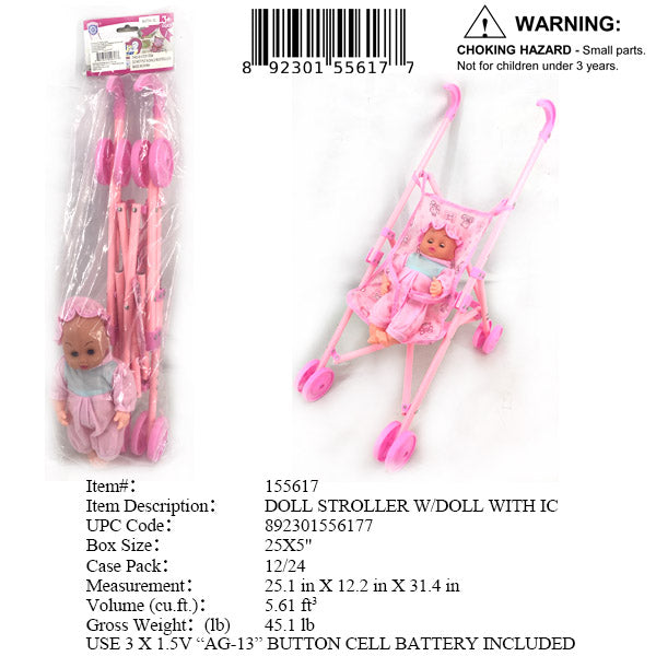 25X5X5"BABY DOLL+STROLLER PBH