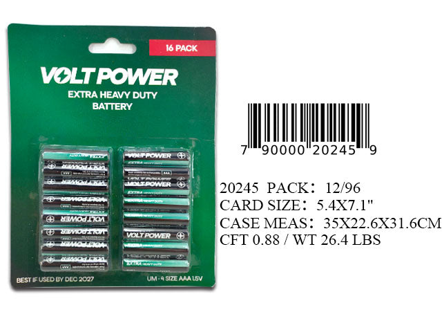 16 PACK AAA VOLT POWER BATTERY