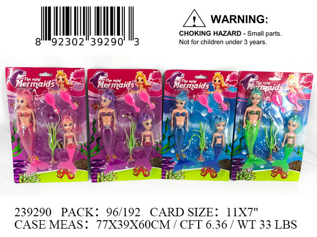 11X7" 2PC MERMAID DOLL PLAY SET