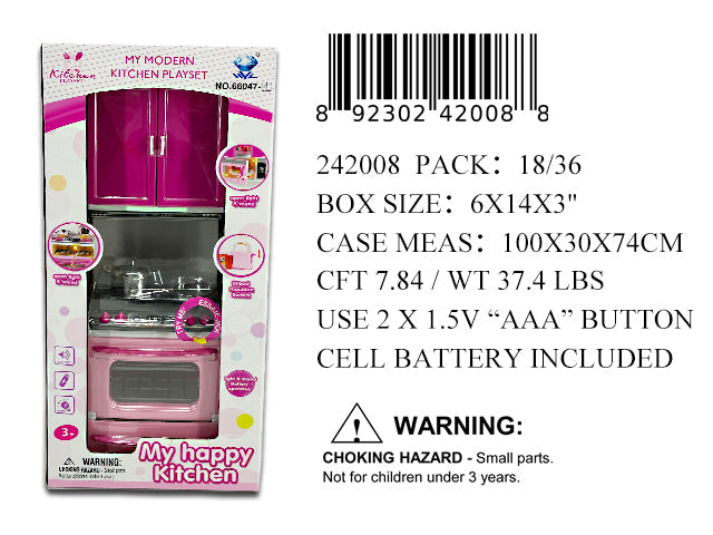 14X6X3"B/O IC MY HAPPY KITCHEN SET