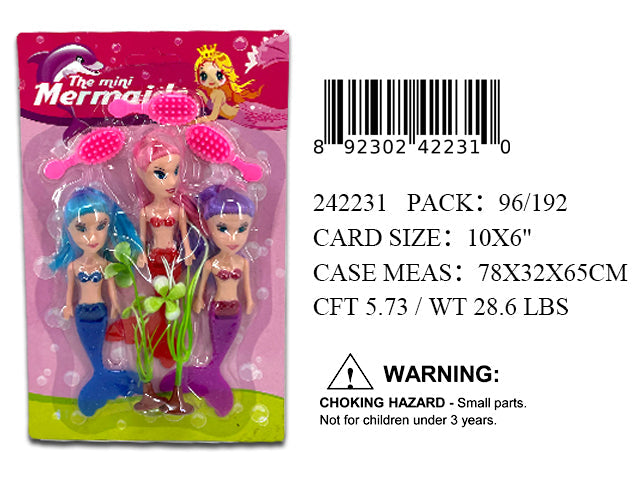 10X6" 3PC MERMAID DOLLS BEAUTY PLAY SET