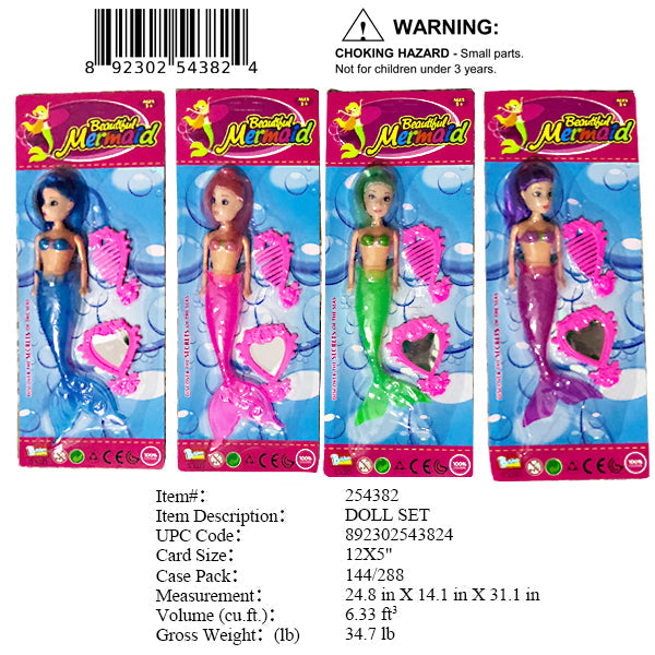 12X5"MERMAID DOLL+TOYS