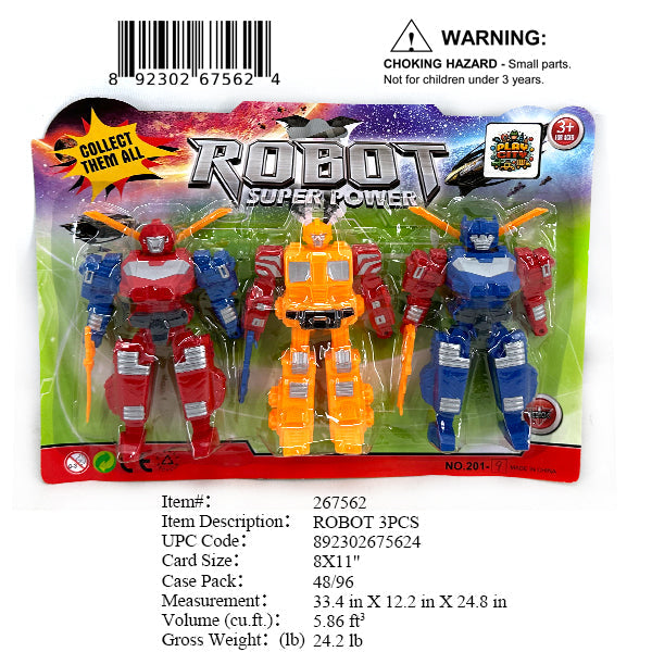 11X8"3PC ACTION SUPER POWER ROBOT