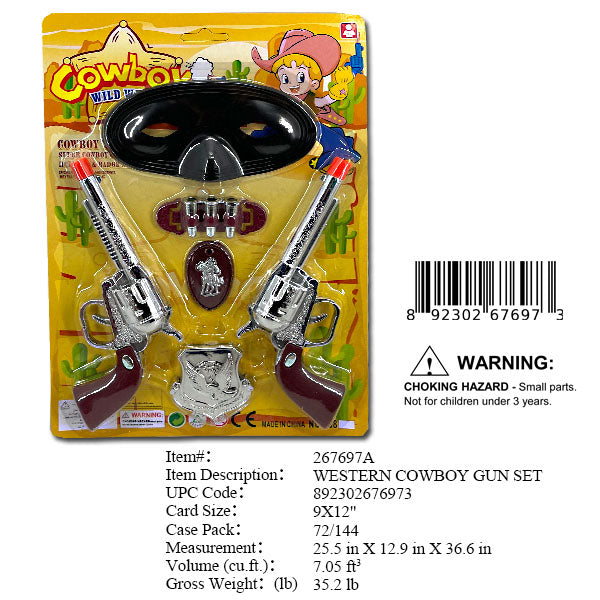 9X12"2PC COWBOY GUN PLAY SET