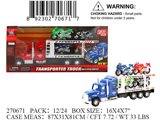 16X7X4"F/P TRUCKTRAILER+4 MOTOCYCLE