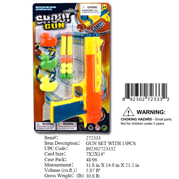 14X7X2"SOFT DART & BALL GUN+DUCKS