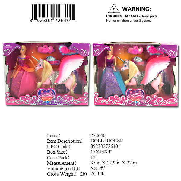 17X13X4"11"BETTINA DOLL+ UNICORN