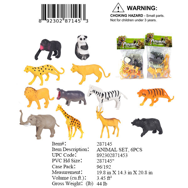 5.5X7"MIX WILD ANIMAL FIGURES SET