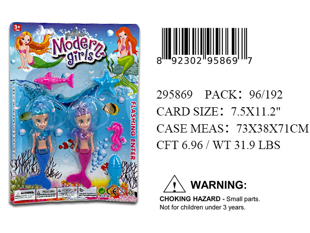 11.2X7.5"2PC MERMIAD DOLL PLAY SET