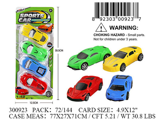 4.9X12"4PC PULL BACK SPORT CAR PLAYSET