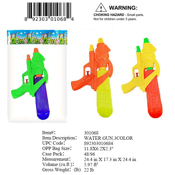 11.5" WATER SQUIRT GUN 3/A COL