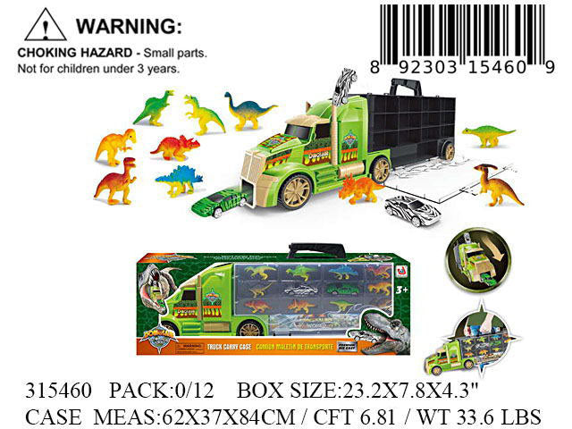 23.2X7.8X4.3"TRUCKTRAILER+DINOSAURS+ CARRY BOX
