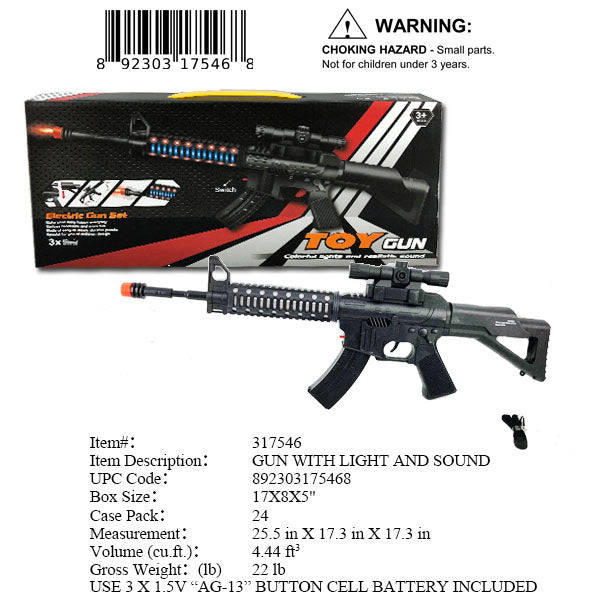 17X8X5"B/O IC LITE & SOUND MACHINE GUN