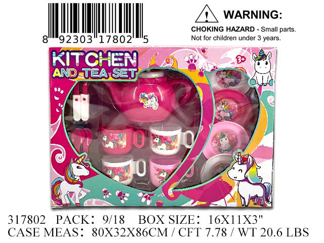 16X11X3"12PC UNICORN PLAY TEA SET WBX