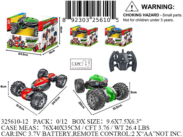 9.6X7.5X6.3"1:18 R/C STORM STUNT MONSTER CAR+CHARG