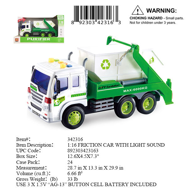 12.6X4.5X7.3"F/P CITY DUMP TRUCK