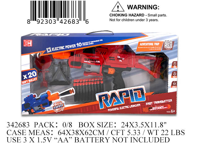 25X11.8X3.5"B/O RAPID SOFT DART GUN SET