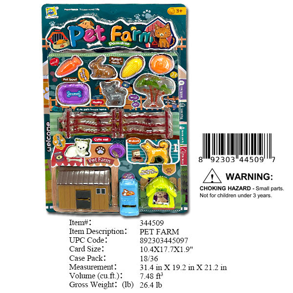 10.4X17.7X1.9"MINI PET FARM PLAY SET