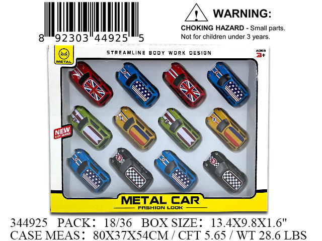 13.4X9.8X1.6"12PC P/B METAL SPORT CAR
