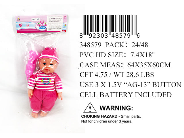 18X7.4X3"13"B/O IC MY LITTLE BABY DOLL PBH