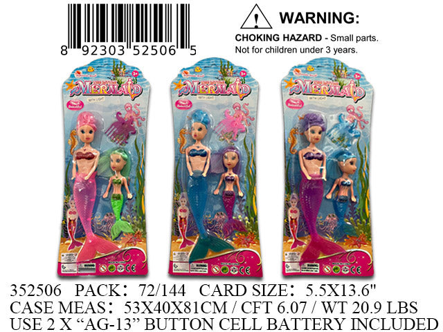 13.6X5.5"2PC MERMAID DOLL PLAY SET