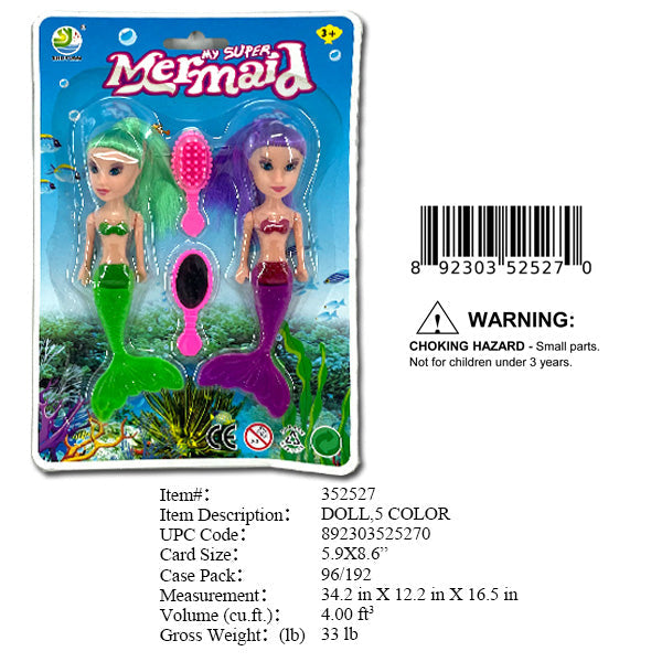 5.9X8.6"2PC MY SUPER MERMAID DOLL SET