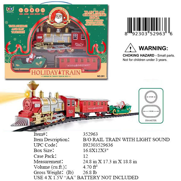 16.8X12X3"B/O IC X'MAS TRAIN SET WBX