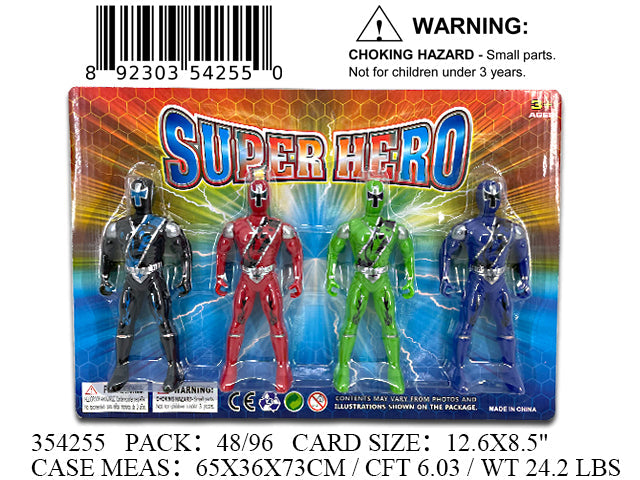 12.6X8.5"4 PC SUPER HERO ACTION FIGURES