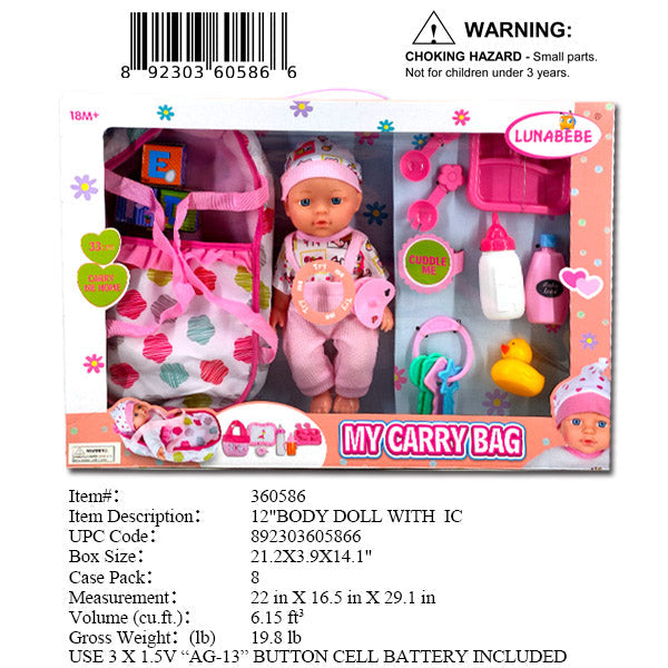 21.2X3.9X14.1"12"IC BABY DOLL PLAY SET WBX