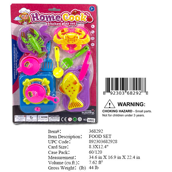8.3X12.4"KITCHEN COOKING & FOOD PLAY SET