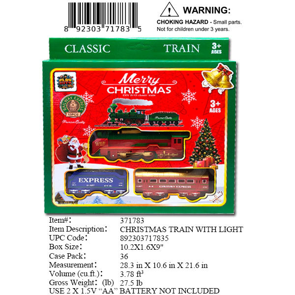 10.2X1.6X9"B/O IC CHRISTMAS RAILWAY TRAIN SET