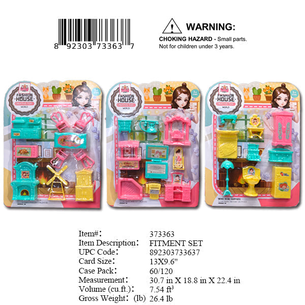 13X9.6"FASHION HOUSE FURNITURE PLAY SET
