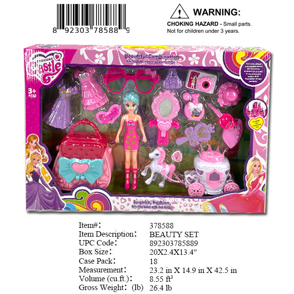 20X2.4X13.4"ACTION FASHION DOLL+BEAUTY SET WBX