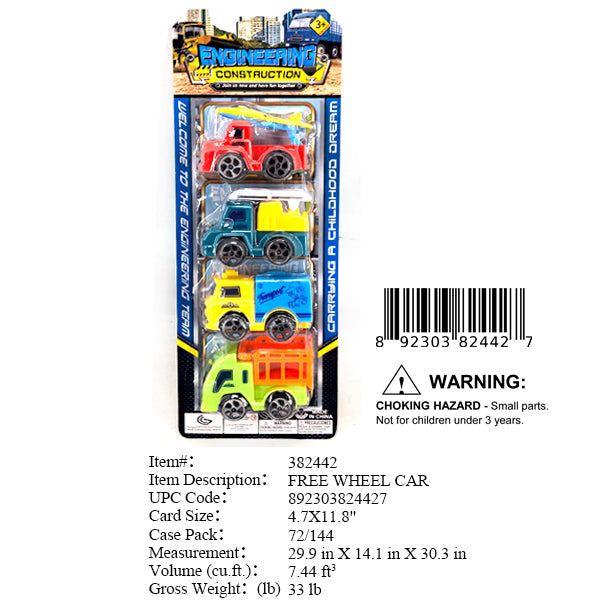 4.7X11.8"4PC F/W CONSTRUCTION TRUCK