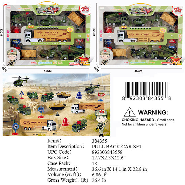 17.7X2.3X12.6"MILILTARY TRANSPORT TRUCKS SET WBX