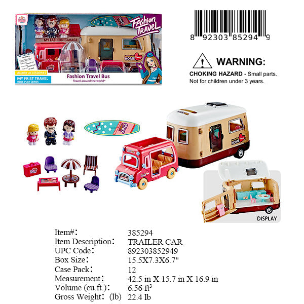 15.5X7.3X6.7"MINI FIGURE TRAVEL BUS PLAY SET