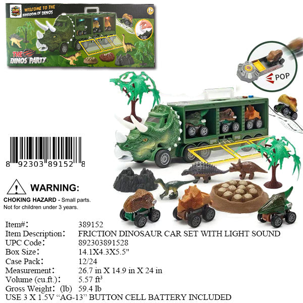 14.1X4.3X5.5"F/P DINOSAUR CARRIER TRUCK