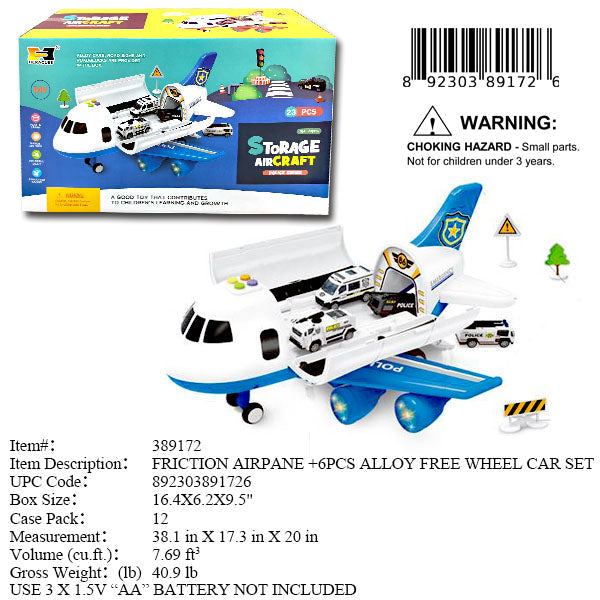 16.4X6.2X9.5"F/P AIRPLANE+6 PC TRUCK CARRIER