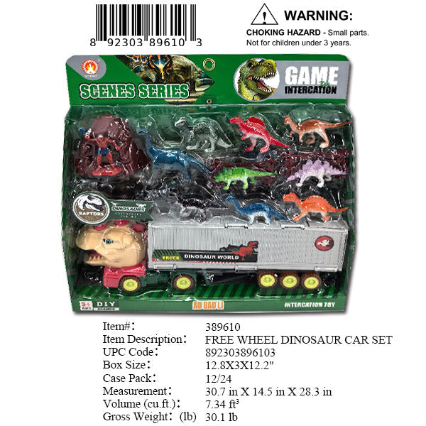 12.8X3X12.2"DINOSAURS TRANSPORTATION TRUCK PLAY SE