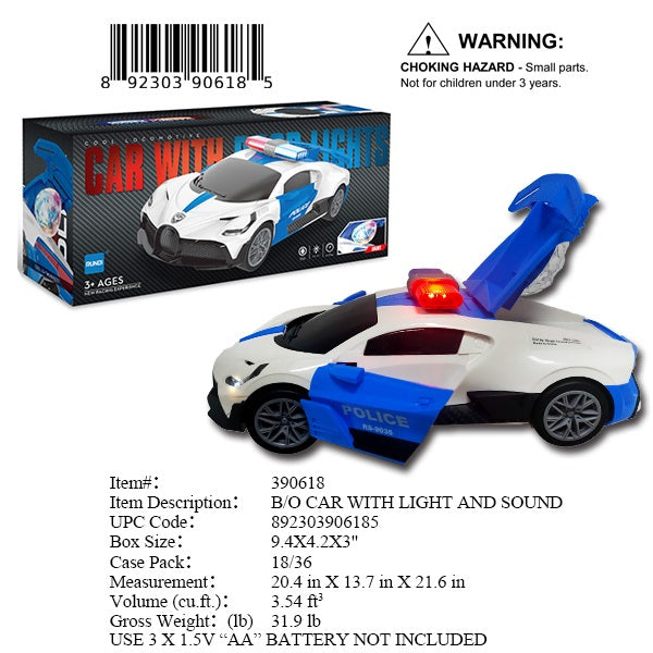 9.4X4.2X3"B/O IC BUMPNGO SPORT POLICE CAR