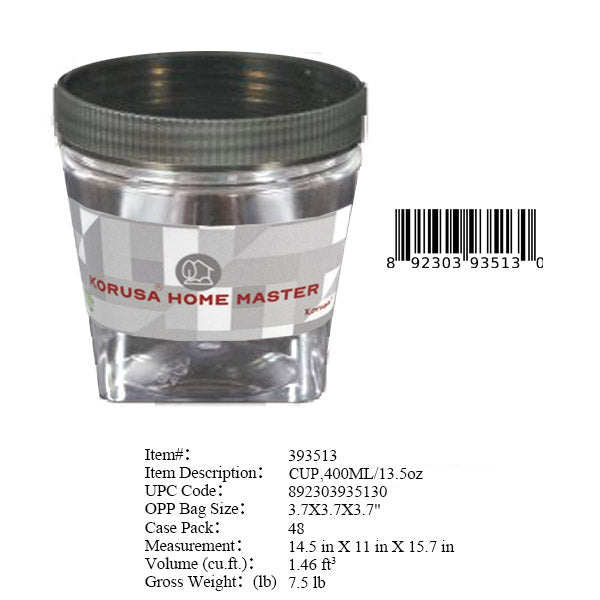 3.7X3.7X3.7"13.5OZ PLASTIC FOOD STORAGE