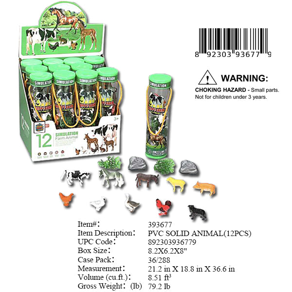 8.2X6.2X8"PVC FARM ANIMALS SET