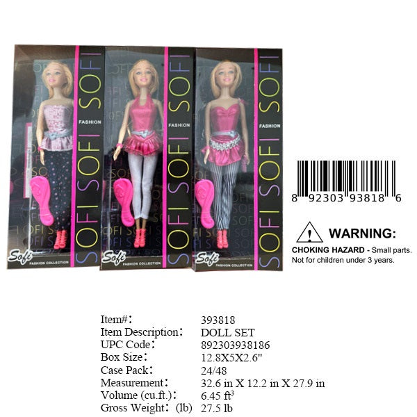 12.8X5X2.6"11"FASHION SOFI DOLL SET