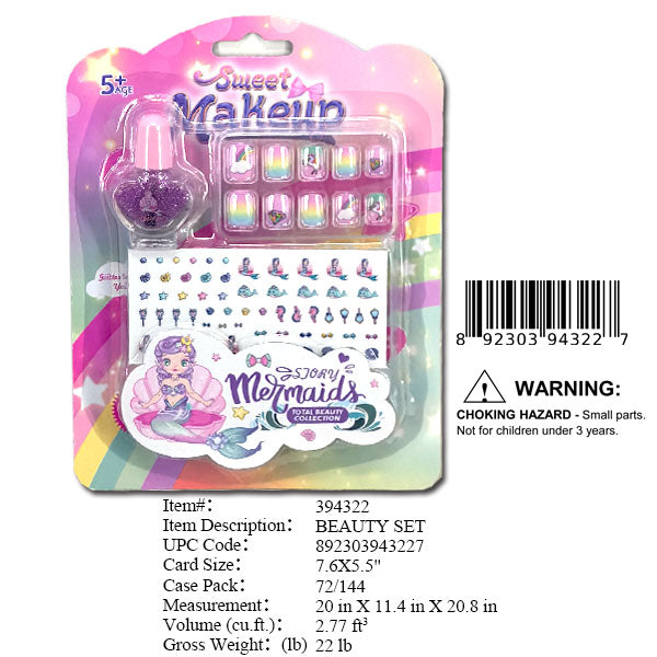 7.6X5.5" MERMAID BEAUTY MAKE UP SET