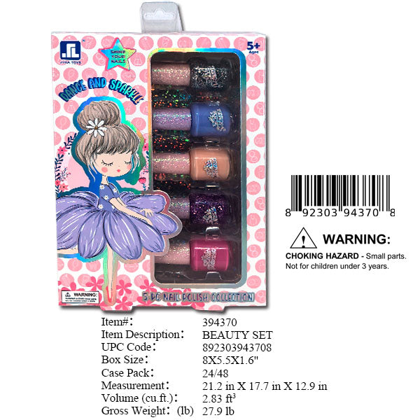 8X5.5X1.6"5PC NAIL POLISH MAKE UP SET WBX