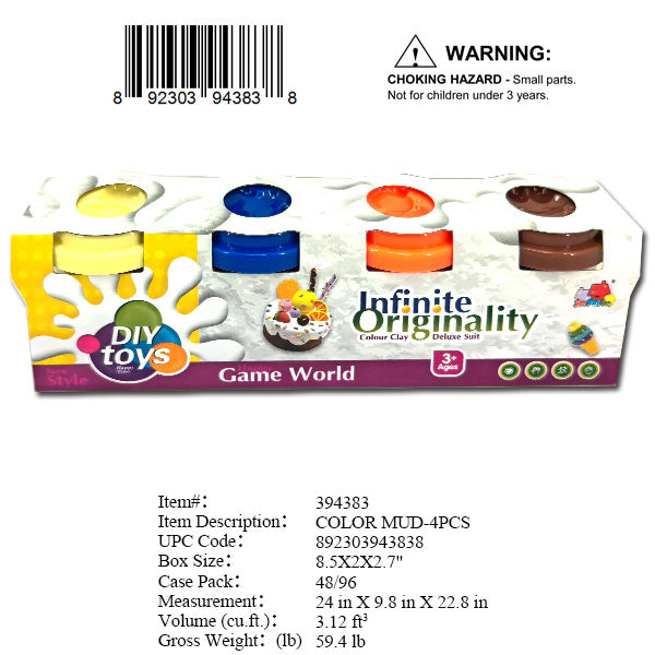 8.5X2X2.7"4PC COLOR CLAY SET