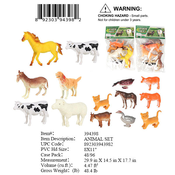 8X11"MIX ASST FARM ANIMAL FIGURES SET
