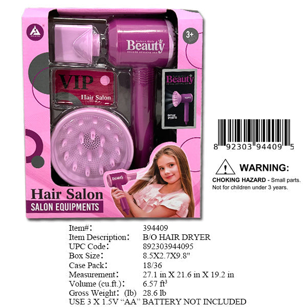 8.5X2.7X9.8"B/O HAIR DRYER BEAUTY SET