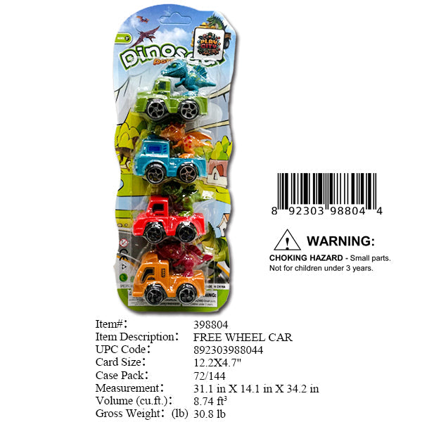 12.2X4.7"4PC F/W TRUCK WITH DINOSAUR