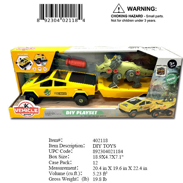 18.9X4.7X7.1"CB TRUCK & DIY DINOSAUR